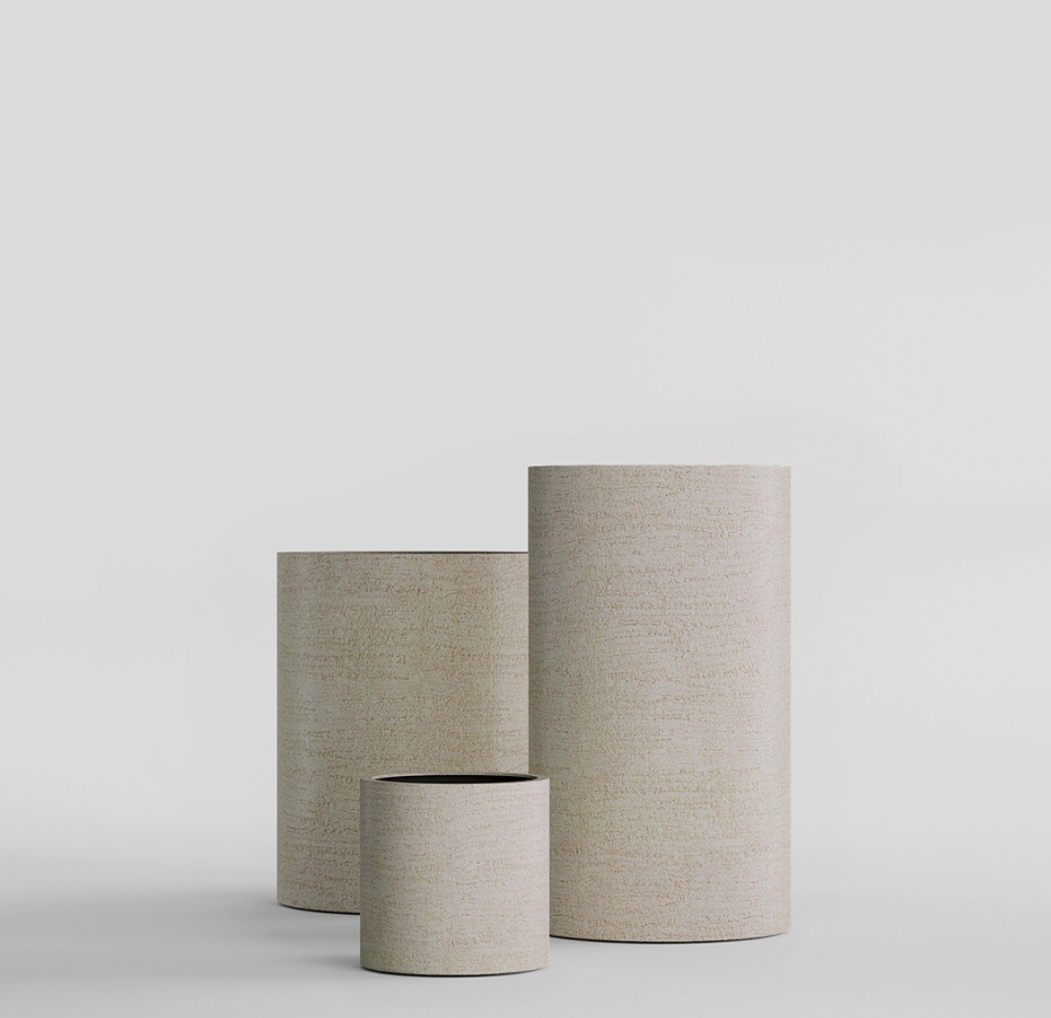 Кашпо CONCRETIKA CYLINDER EROSIA YELLOW D40H40