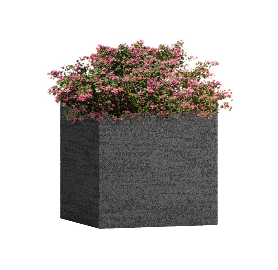 Кашпо CONCRETIKA CUBE EROSIA BLACK 30x30x30