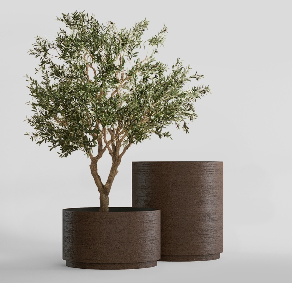 Кашпо CONCRETIKA CYLINDER XL EROSIA BROWN D80H85