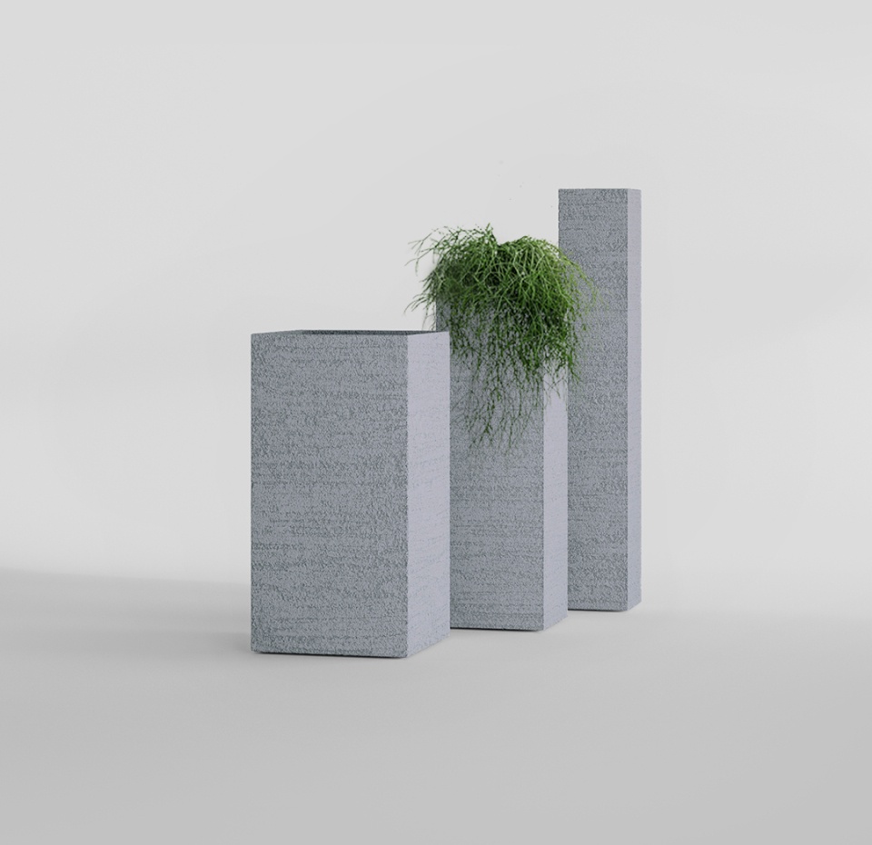 Кашпо CONCRETIKA COLONNA EROSIA WHITE 20x20x120