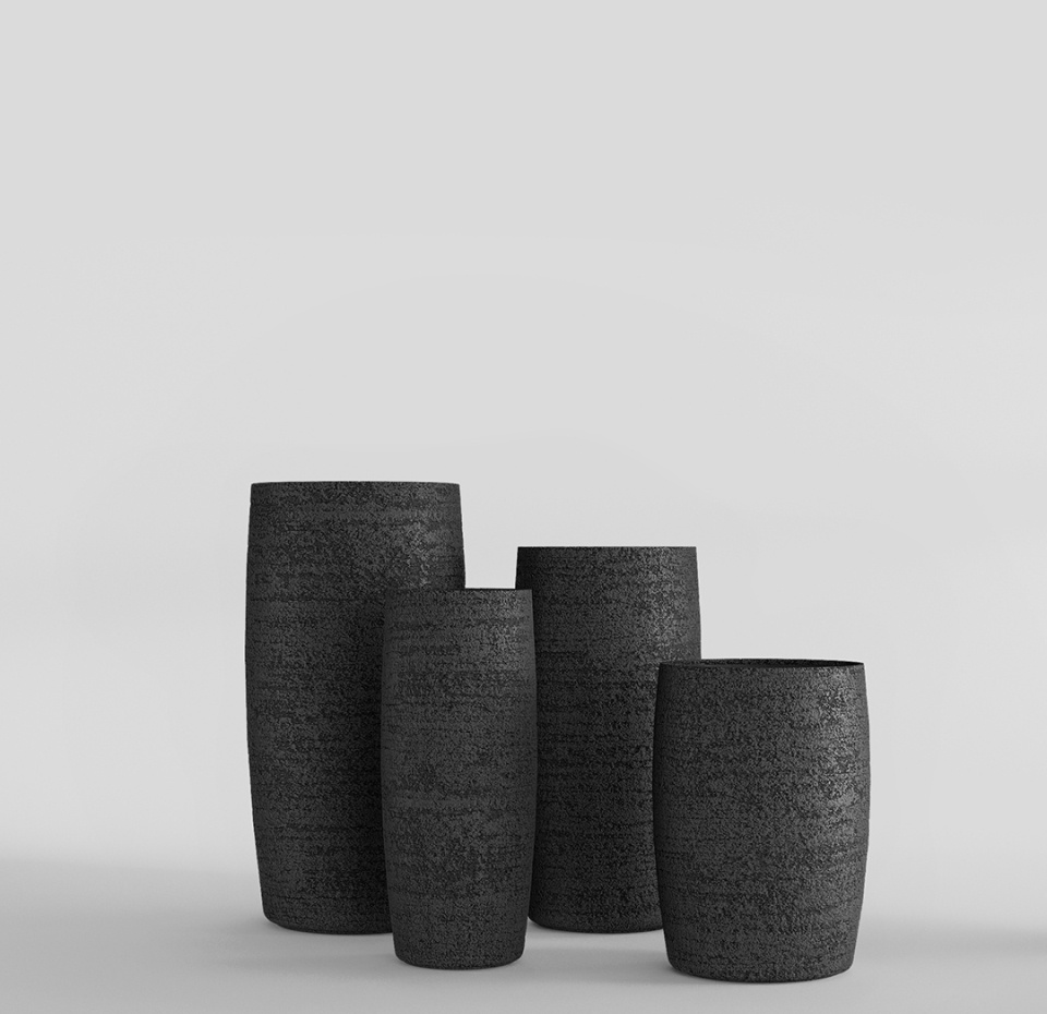 Кашпо CONCRETIKA CIGAR EROSIA BLACK D43H92