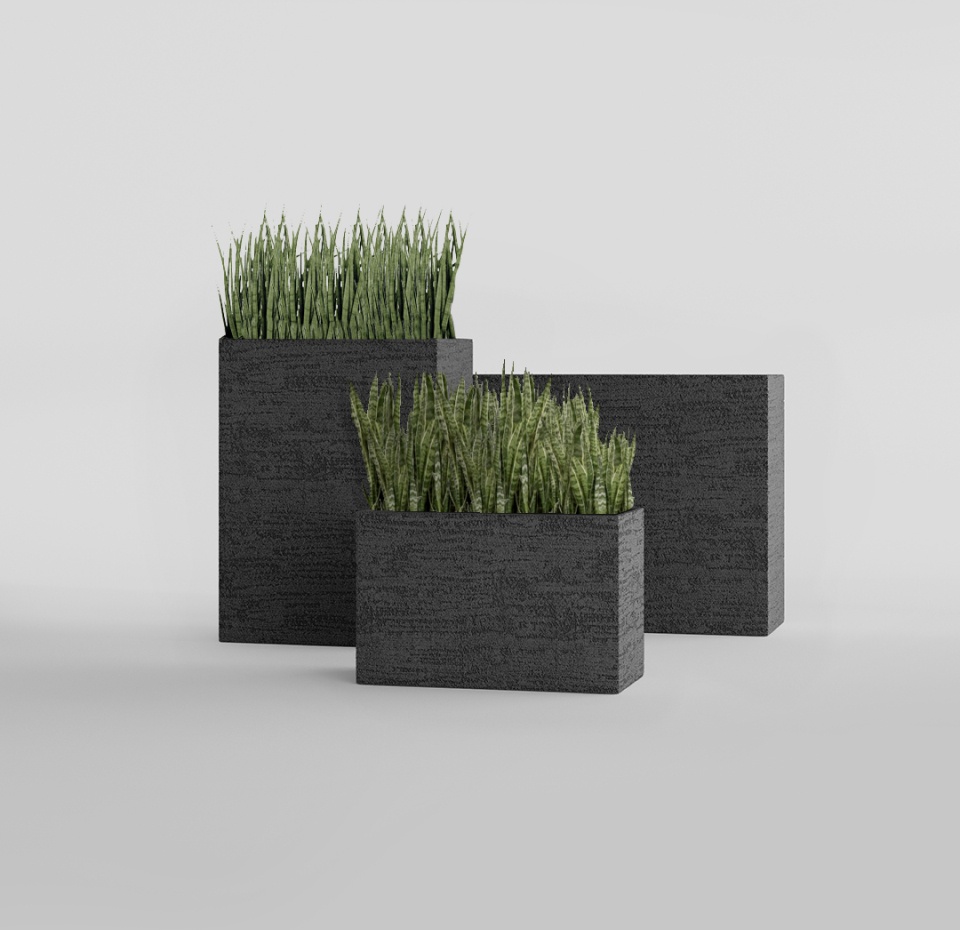 Кашпо CONCRETIKA DIVIDER EROSIA BLACK 80x30x50