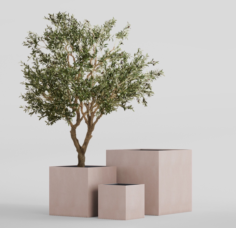 Кашпо CONCRETIKA CUBE COCOA 40x40x40