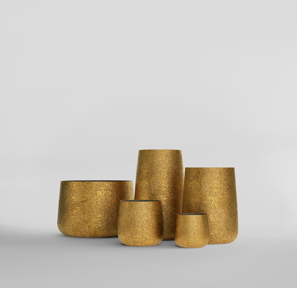 Кашпо CONCRETIKA CONE RICH GOLD D60H42