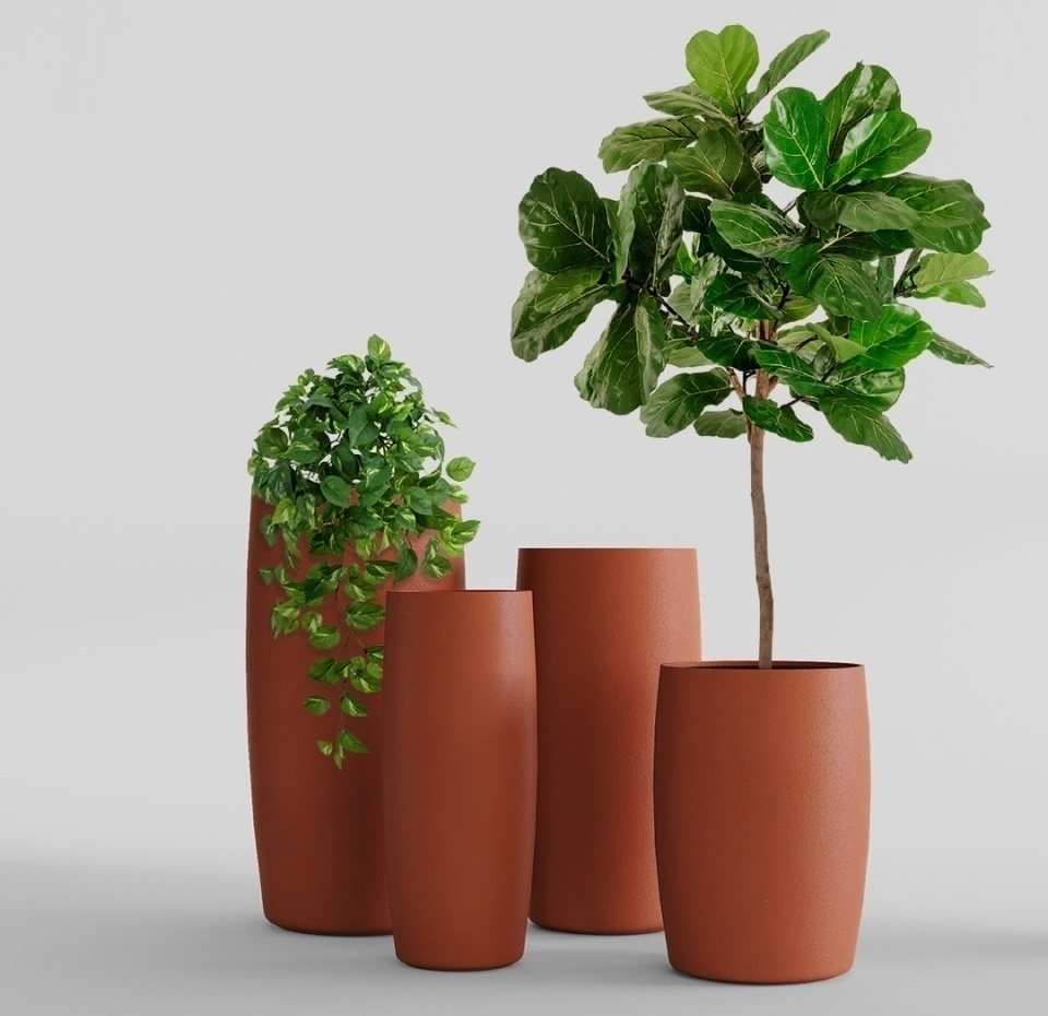 Кашпо CONCRETIKA CIGAR TERRACOTTA D27H70