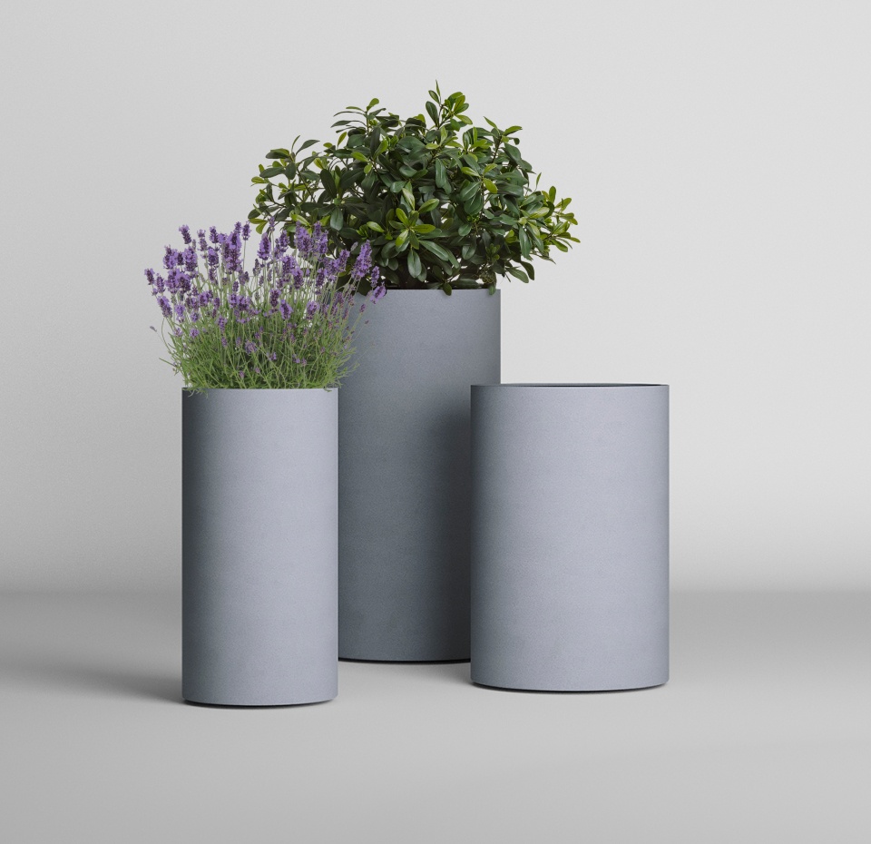 Кашпо CONCRETIKA TUBE M ARCTIC BLUE D40H80