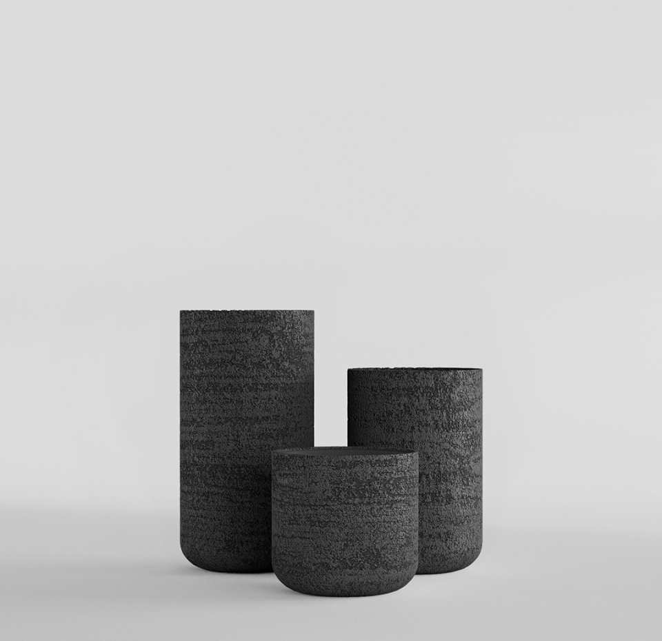 Кашпо CONCRETIKA TOPPER EROSIA BLACK D40H90