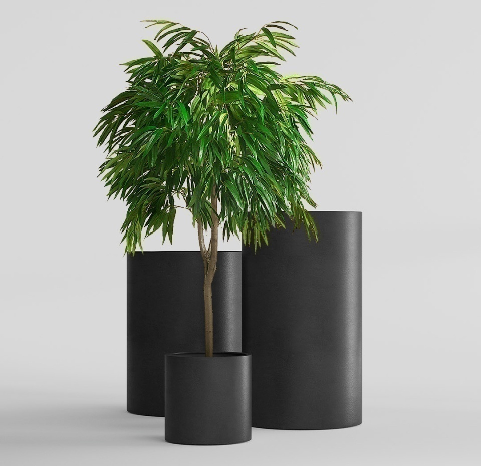 Кашпо CONCRETIKA CYLINDER NERO D30H90