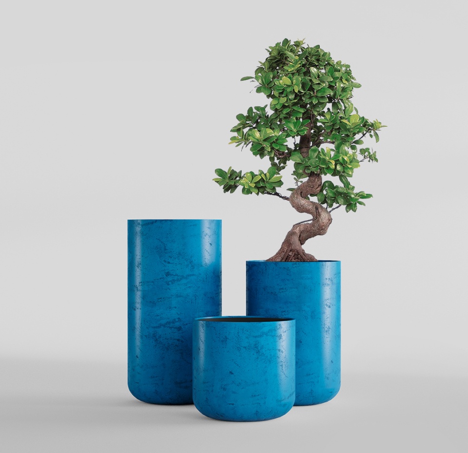 Кашпо CONCRETIKA TOPPER COBALT BLUE D40H40