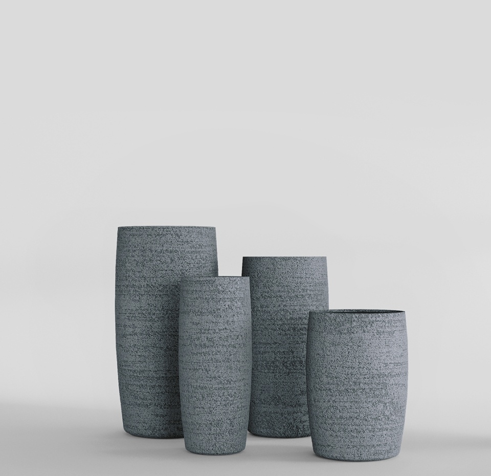 Кашпо CONCRETIKA CIGAR EROSIA GREY D43H92