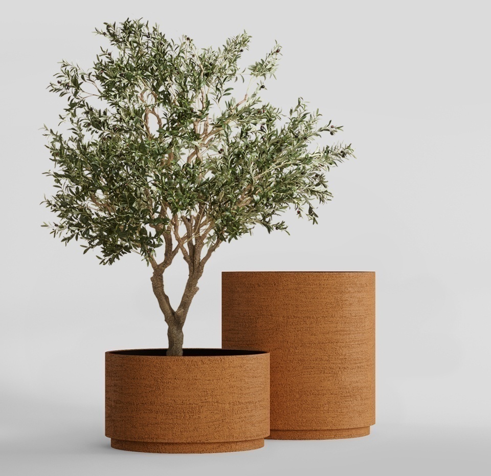 Кашпо CONCRETIKA CYLINDER XL EROSIA OCHRE D100H105