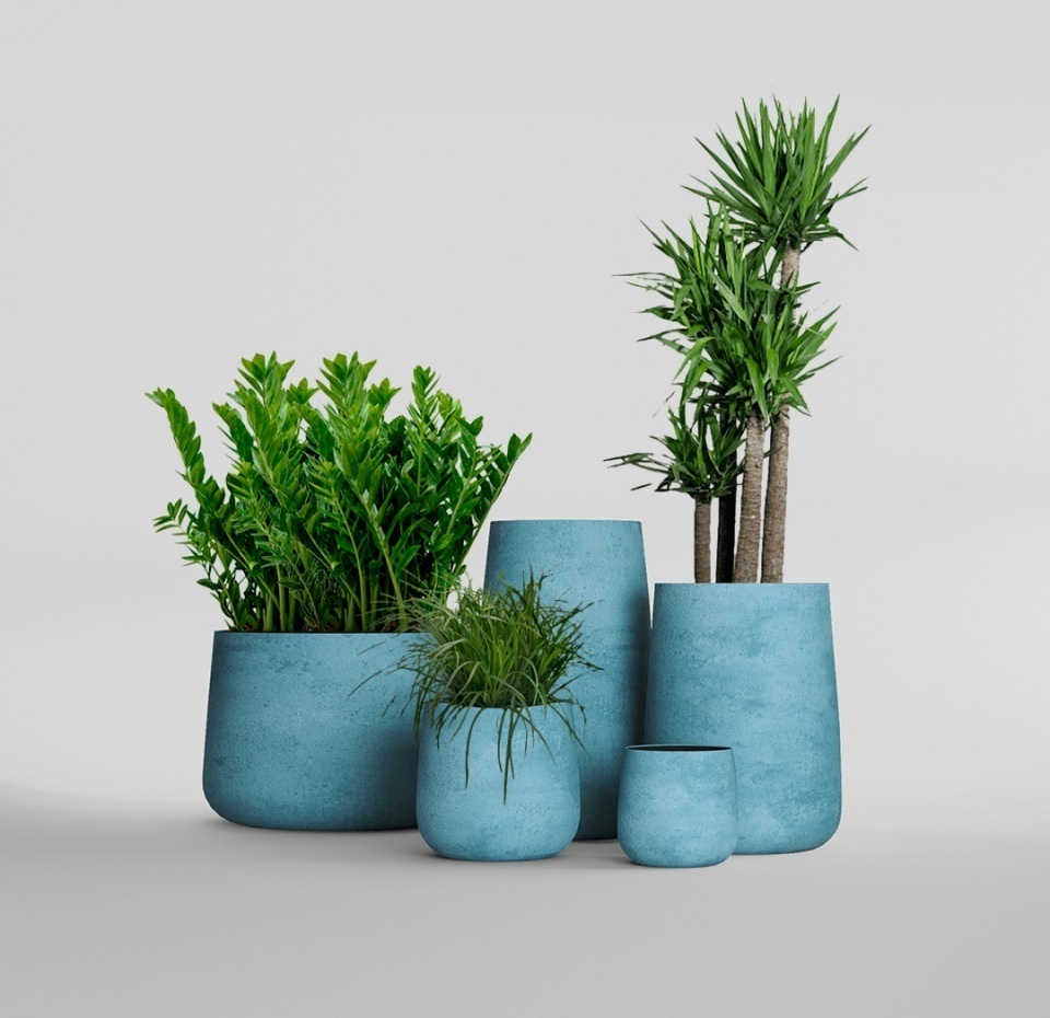 Кашпо CONCRETIKA CONE BLUE SKY D38H60