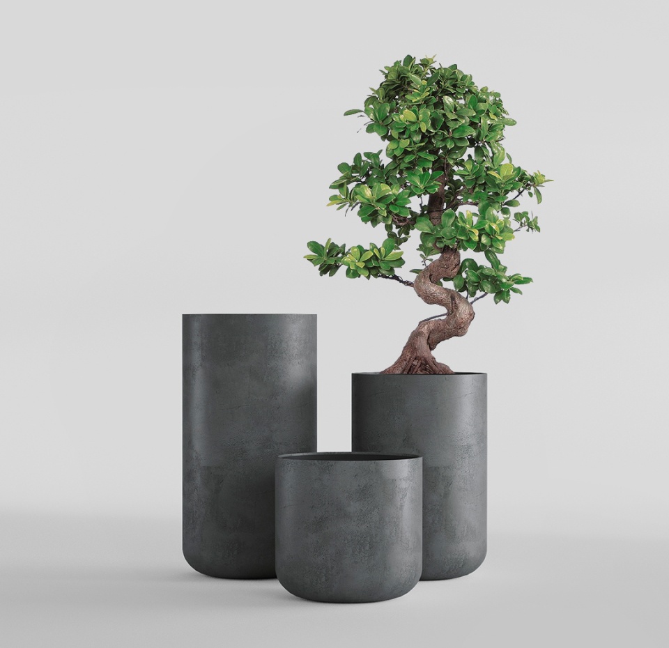 Кашпо CONCRETIKA TOPPER SMOKEY BLUE D40H90