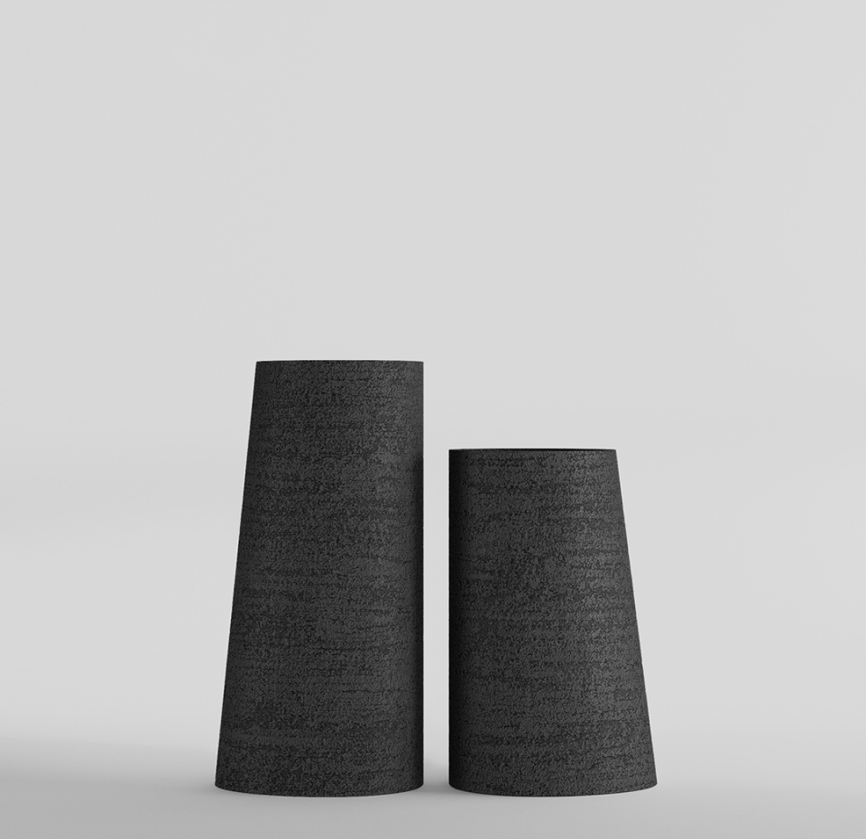 Кашпо CONCRETIKA DUET EROSIA BLACK D41H82