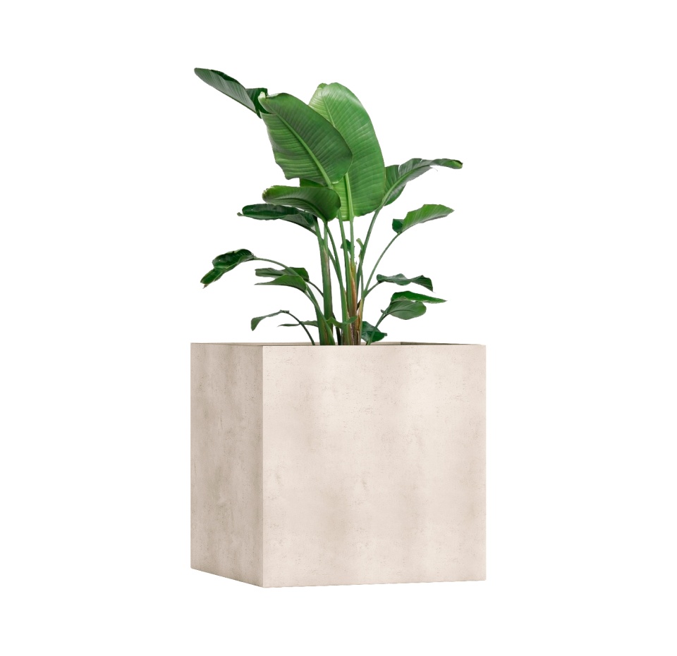Кашпо CONCRETIKA CUBE CONCRETE WHITE 100x100x100