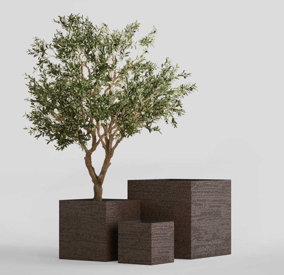 Кашпо CONCRETIKA CUBE EROSIA BROWN 50x50x50