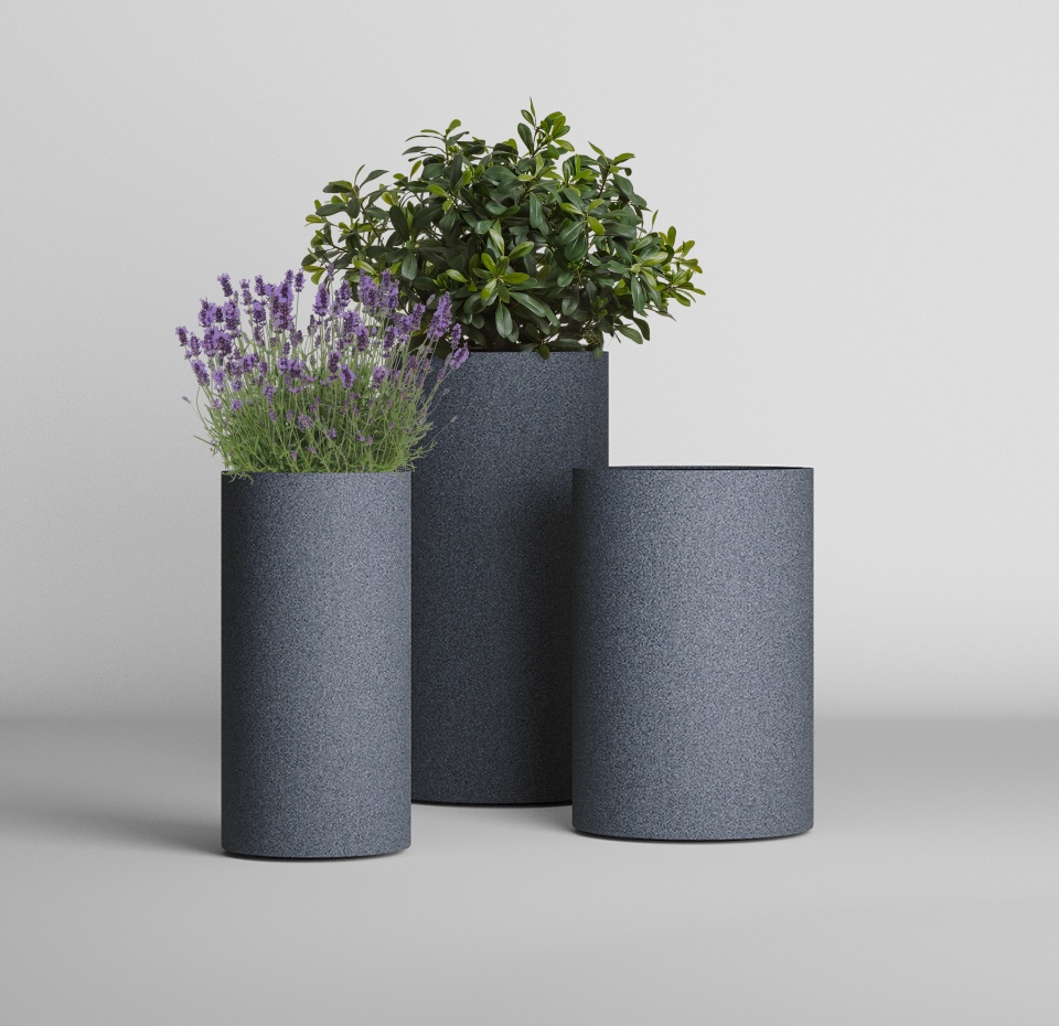 Кашпо CONCRETIKA TUBE M BASALT D40H60
