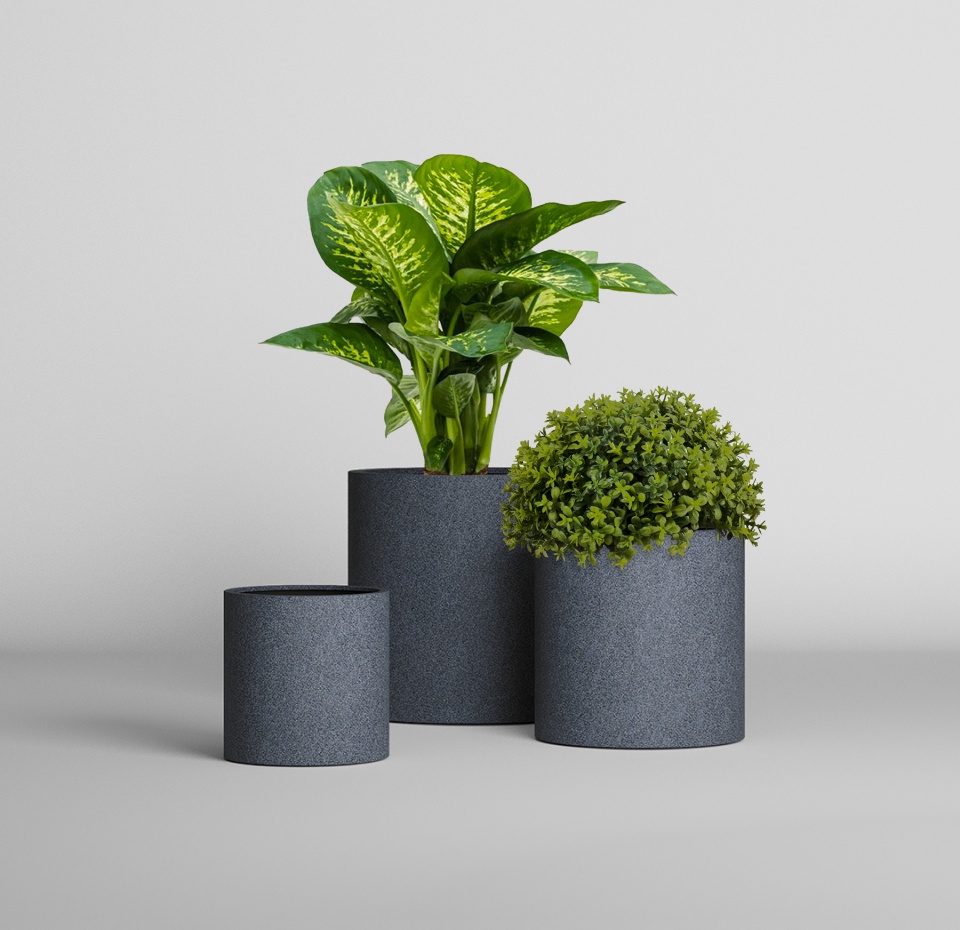 Кашпо CONCRETIKA TUBE S BASALT D30H30
