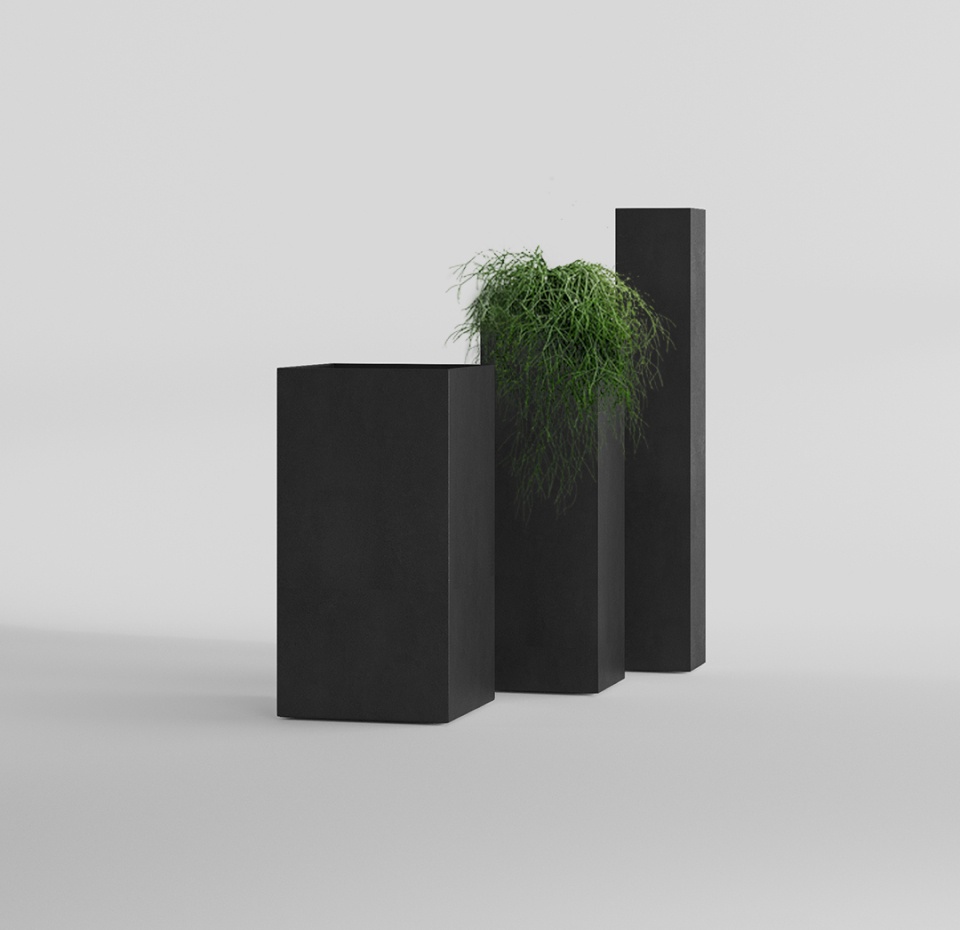 Кашпо CONCRETIKA COLONNA NERO 30x30x90