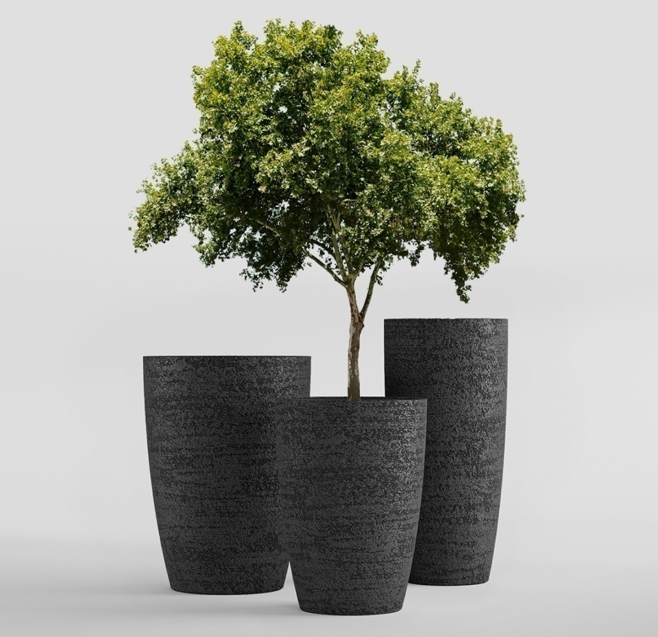 Кашпо CONCRETIKA CONUS EROSIA BLACK D48H60
