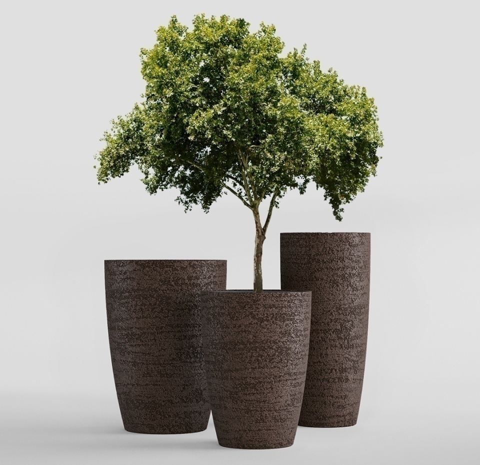 Кашпо CONCRETIKA CONUS EROSIA BROWN D60H130