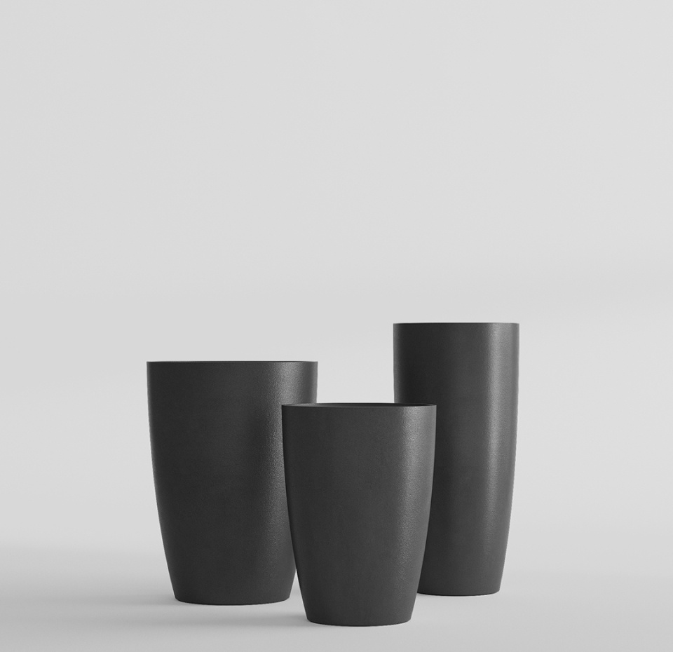 Кашпо CONCRETIKA CONUS NERO D60H130