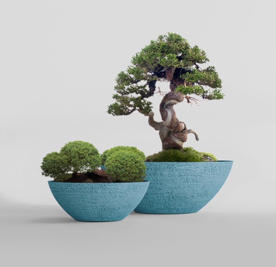 Кашпо CONCRETIKA BONSAY EROSIA BLUE D50H19