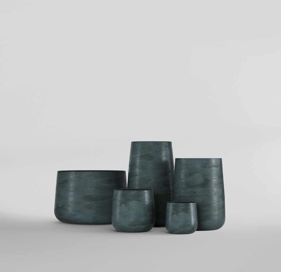Кашпо CONCRETIKA CONE OCEAN GREEN D50H54