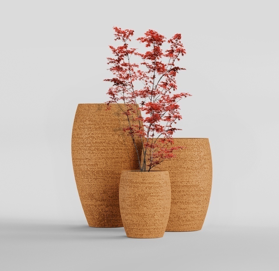 Кашпо CONCRETIKA OVAL EROSIA OCHRE D41H82