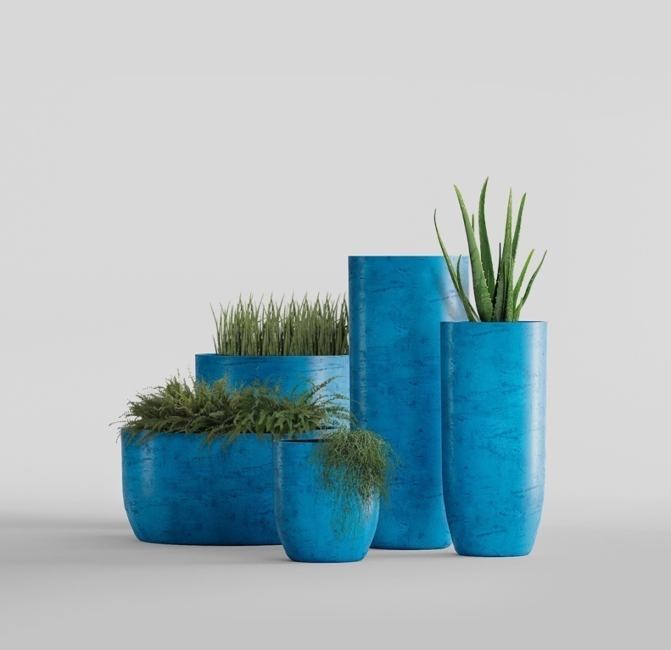 Кашпо CONCRETIKA YAR COBALT BLUE D46H110