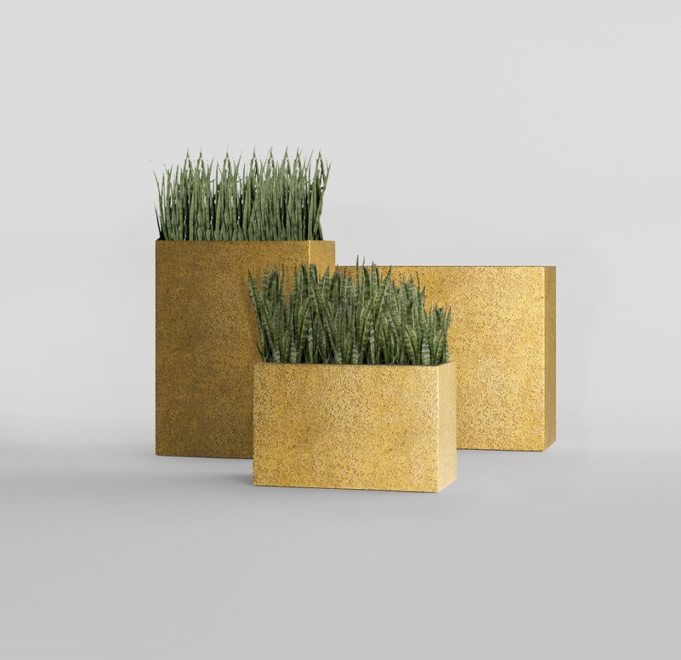 Кашпо CONCRETIKA DIVIDER RICH GOLD 100x40x50