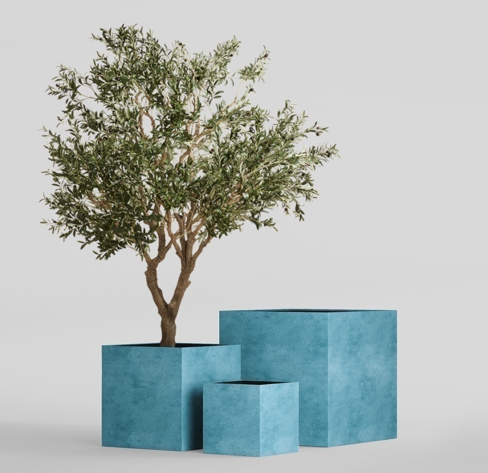 Кашпо CONCRETIKA CUBE BLUE SKY 80x80x80