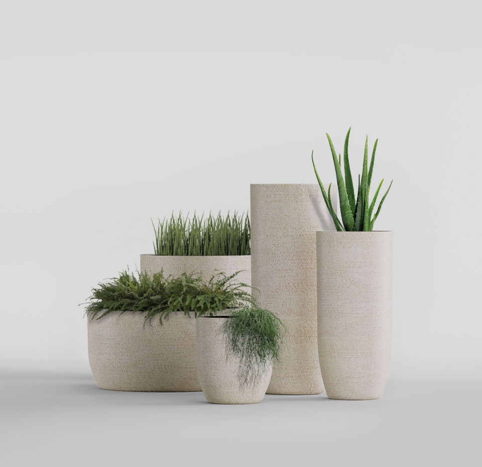 Кашпо CONCRETIKA YAR EROSIA YELLOW D40H87