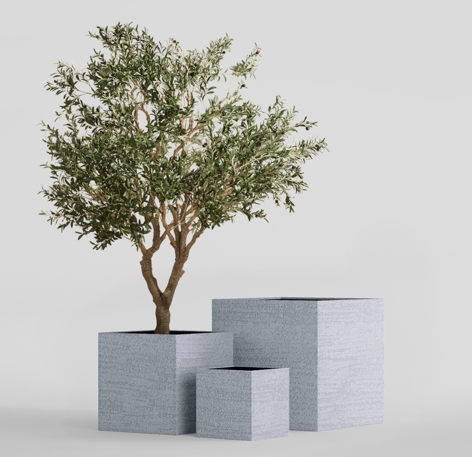 Кашпо CONCRETIKA CUBE EROSIA WHITE 70x70x70