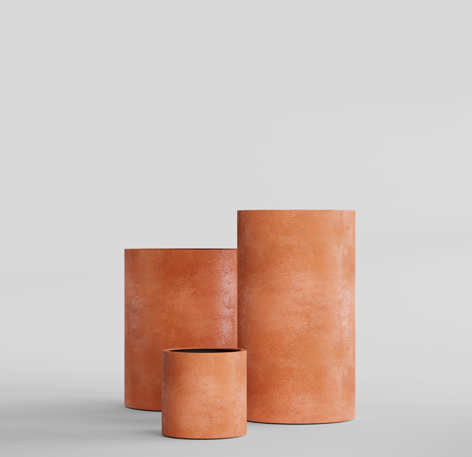 Кашпо CONCRETIKA CYLINDER RED CLAY D45H45