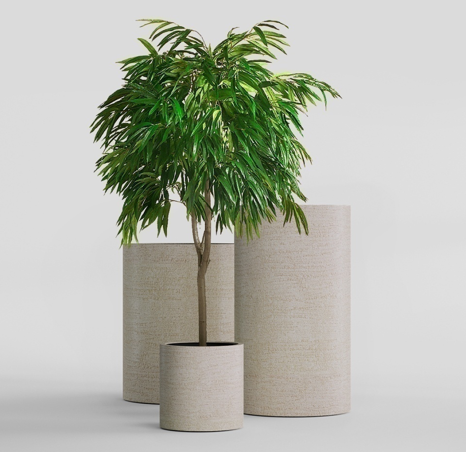 Кашпо CONCRETIKA CYLINDER EROSIA YELLOW D60H90