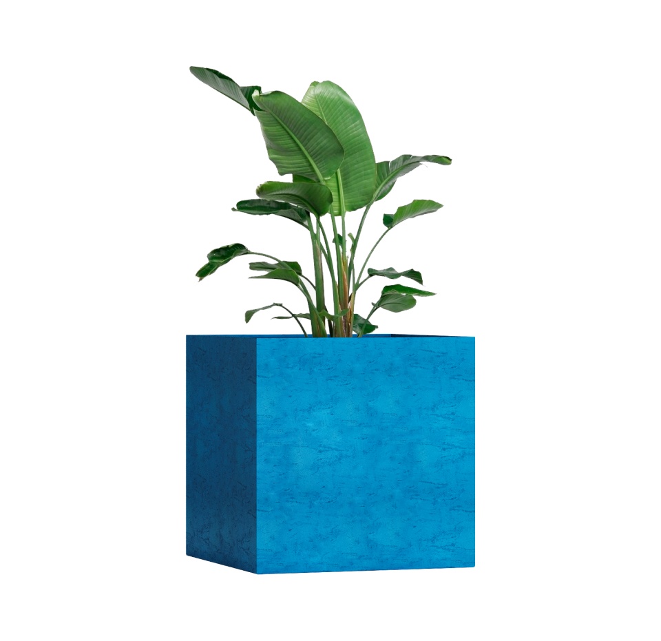 Кашпо CONCRETIKA CUBE COBALT BLUE 100x100x100