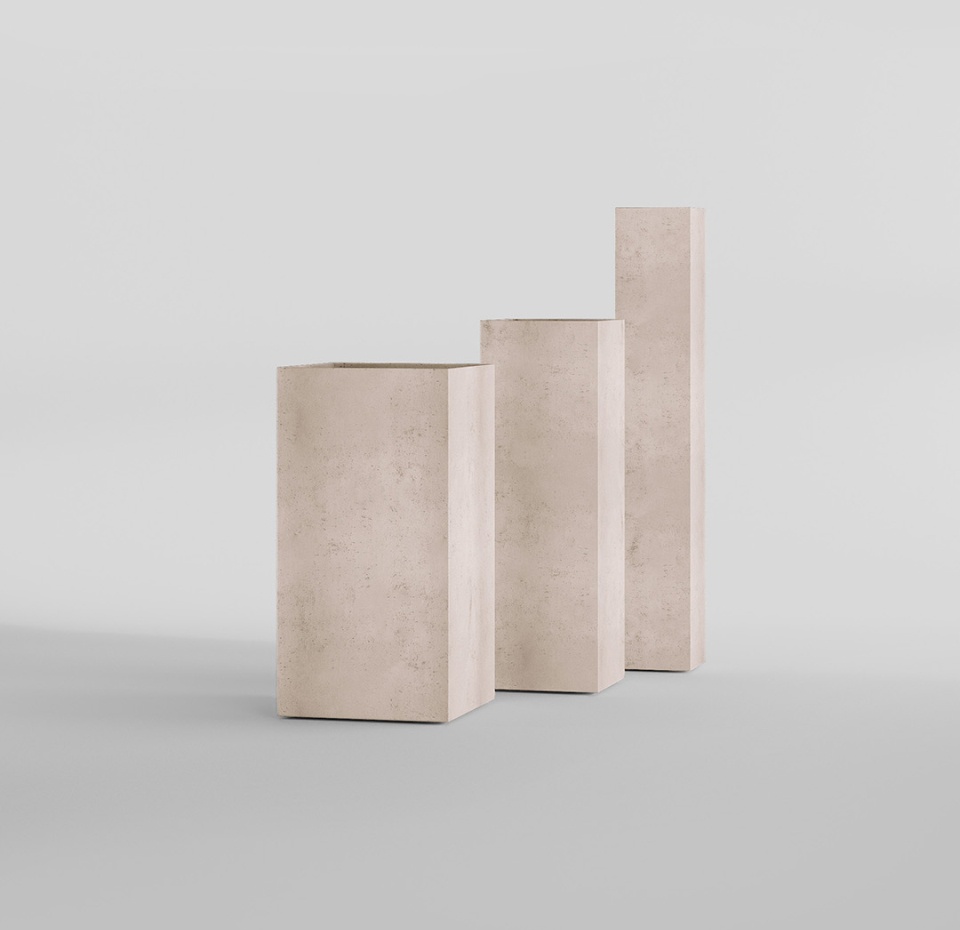 Кашпо CONCRETIKA COLONNA CONCRETE WHITE 20x20x120