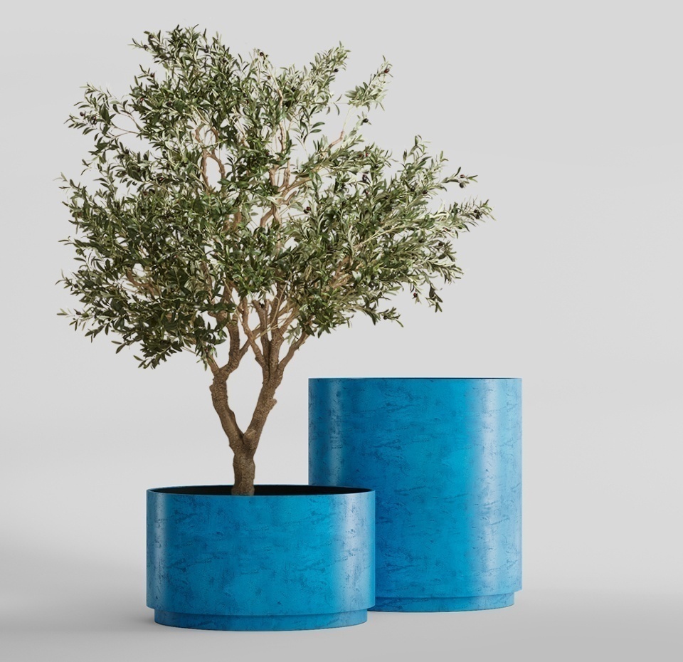 Кашпо CONCRETIKA CYLINDER XL COBALT BLUE D70H45