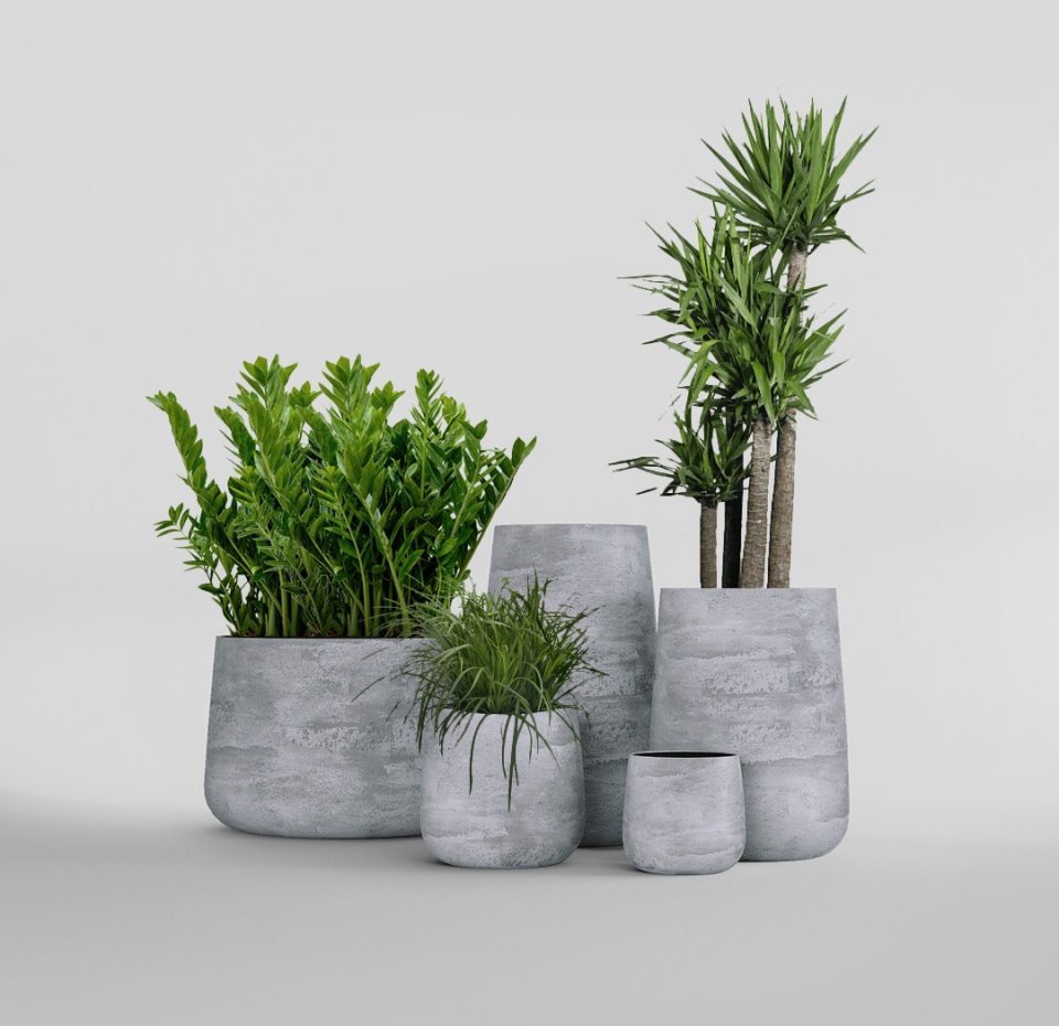 Кашпо CONCRETIKA CONE CONCRETE GREY LIGHT D38H60