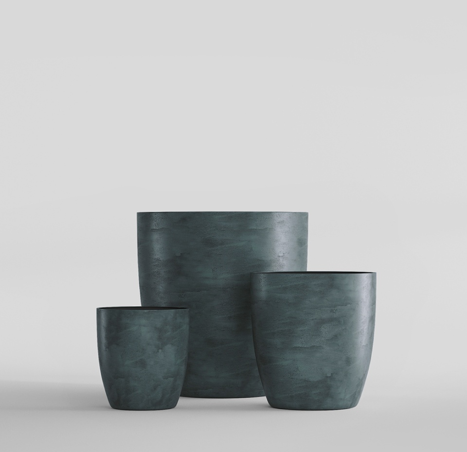 Кашпо CONCRETIKA VASE 3 OCEAN GREEN D50H55