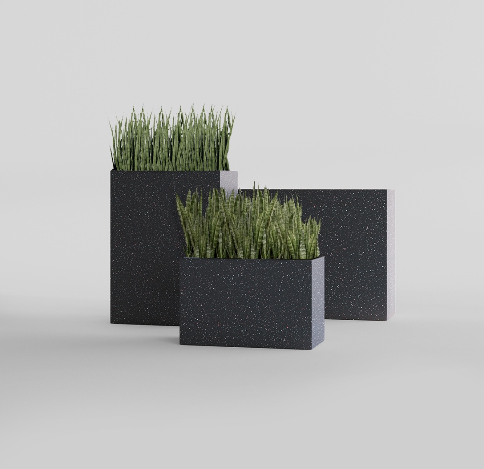 Кашпо CONCRETIKA DIVIDER EGG BLACK 90x35x70