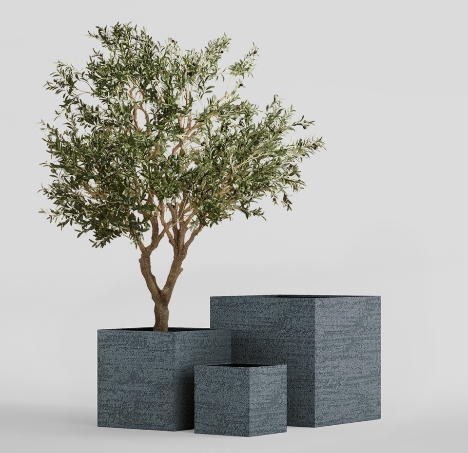 Кашпо CONCRETIKA CUBE EROSIA GREY 60x60x60