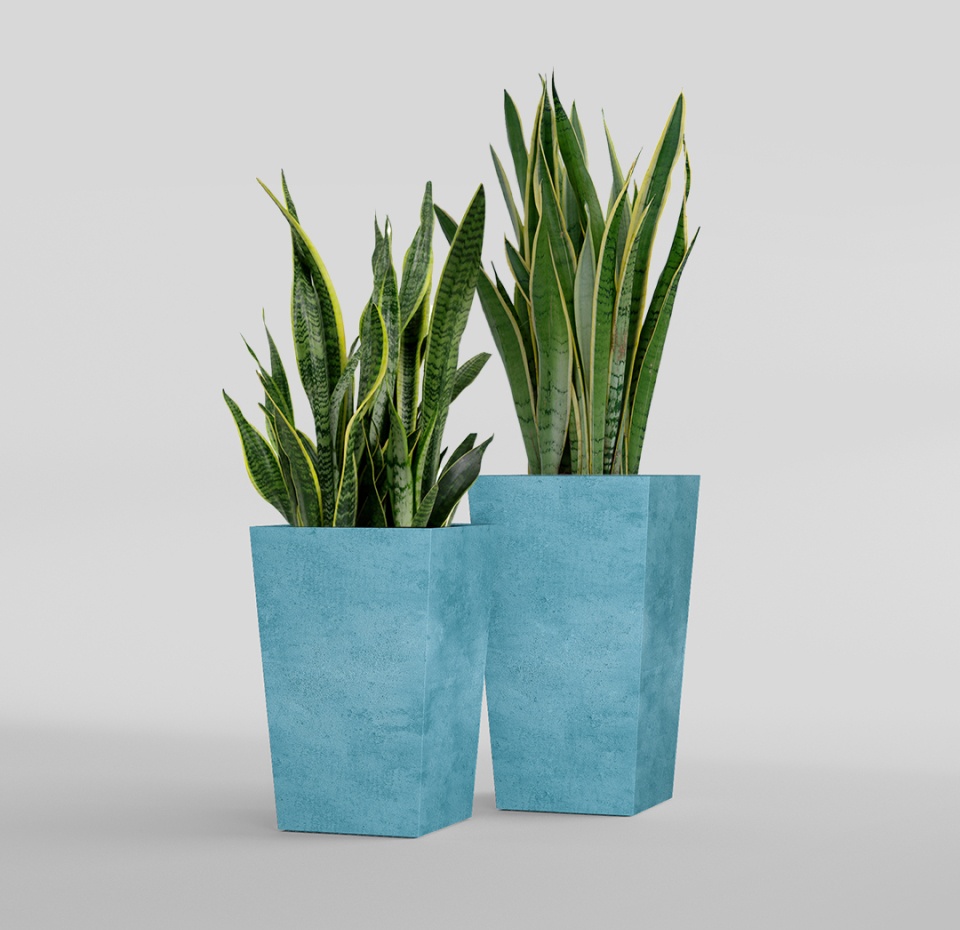 Кашпо CONCRETIKA CONIC BLUE SKY 30x30x50