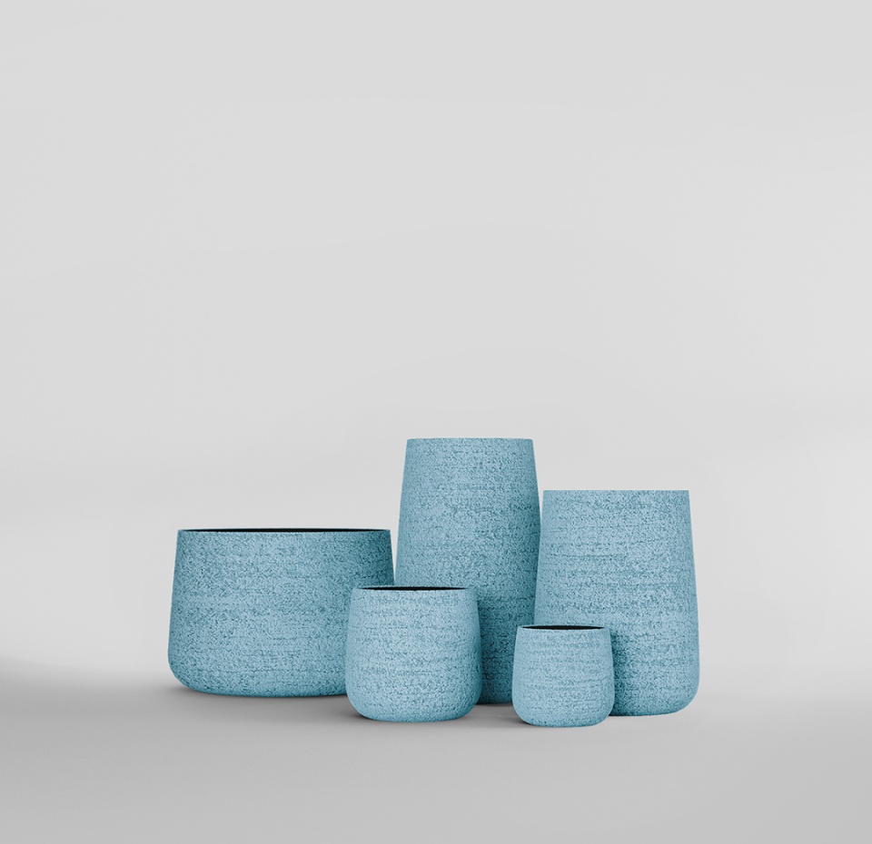 Кашпо CONCRETIKA CONE EROSIA BLUE D38H41