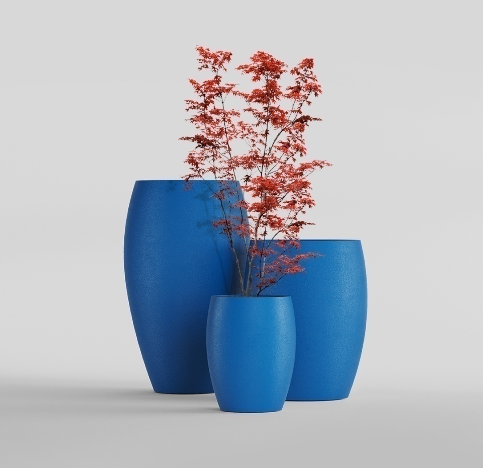 Кашпо CONCRETIKA OVAL DARK BLUE D41H82