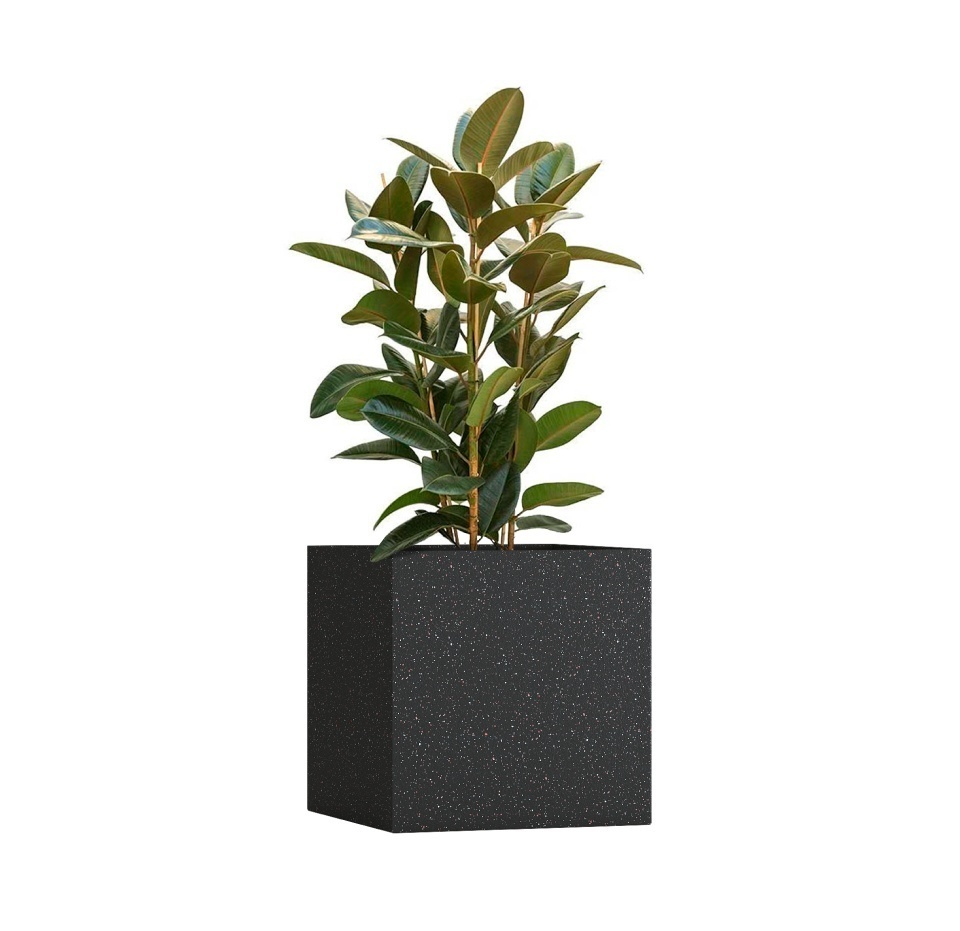 Кашпо CONCRETIKA CUBE EGG BLACK 70x70x70