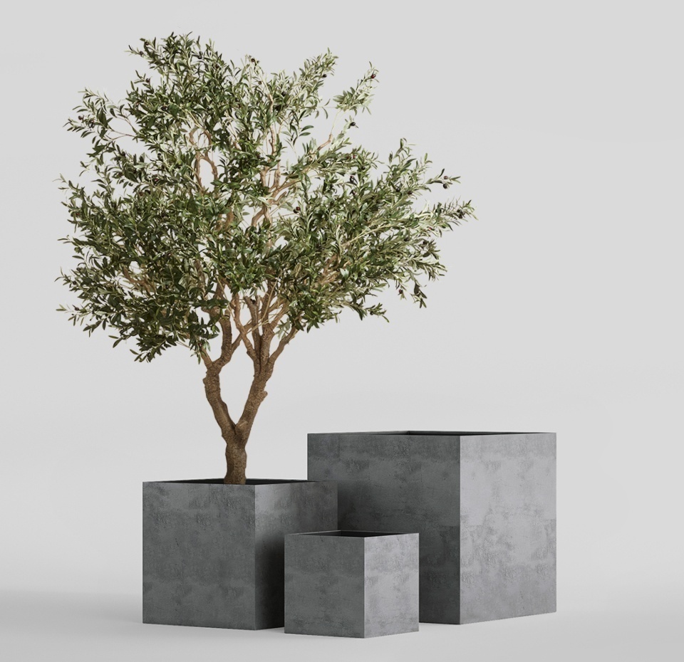 Кашпо CONCRETIKA CUBE SMOKEY BLUE 50x50x50