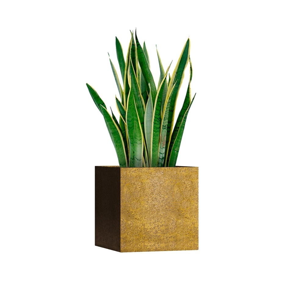 Кашпо CONCRETIKA CUBE RICH GOLD 40x40x40