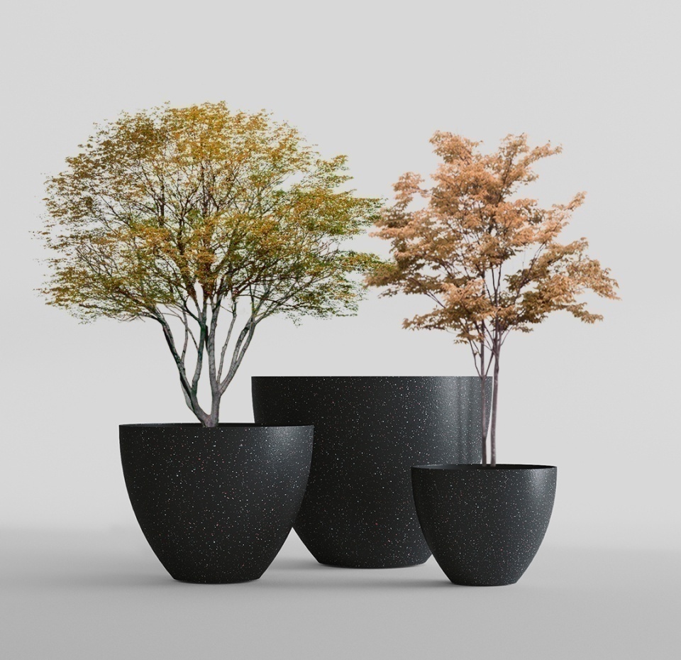 Кашпо CONCRETIKA UPON EGG BLACK D55H45